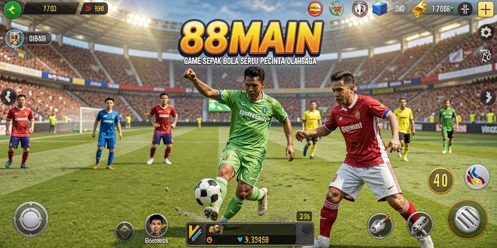 Gambaran gameplay <strong>88MAIN</strong> yang seru dan mendebarkan dalam pertandingan sepak bola.