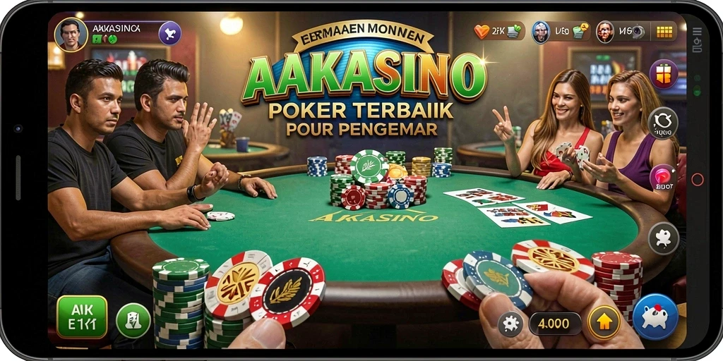 Tampilan gameplay AAKASINO dengan suasana poker yang menarik.