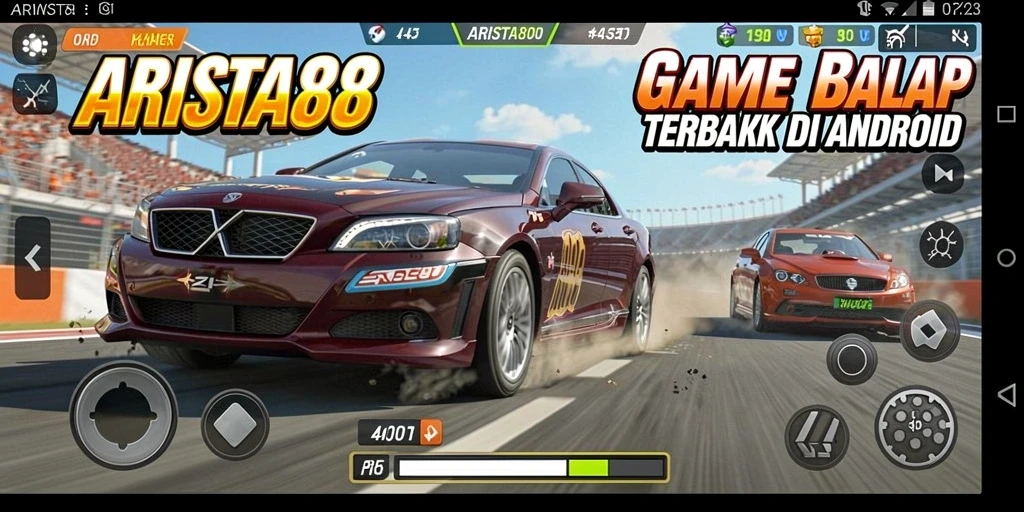 Tampilan gameplay seru dari ARISTA88 saat balapan cepat.