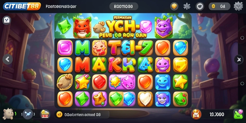 Tangkapan layar utama CITIBET88 menampilkan gameplay Match-3 yang seru.