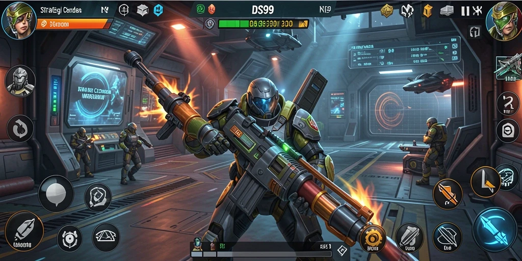 Tangkapan layar gameplay DS99 yang menampilkan pertempuran strategi yang mendebarkan.