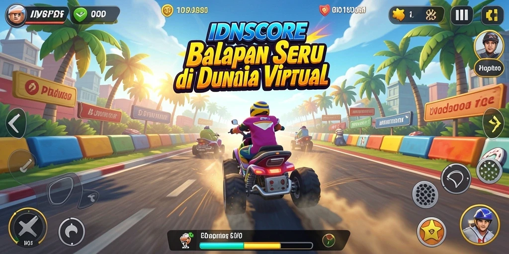Gameplay seru dalam IDNSCORE dengan balapan yang mendebarkan.