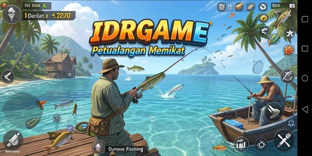 Tampilan gameplay memancing yang menarik dan realistis di IDRGAME.