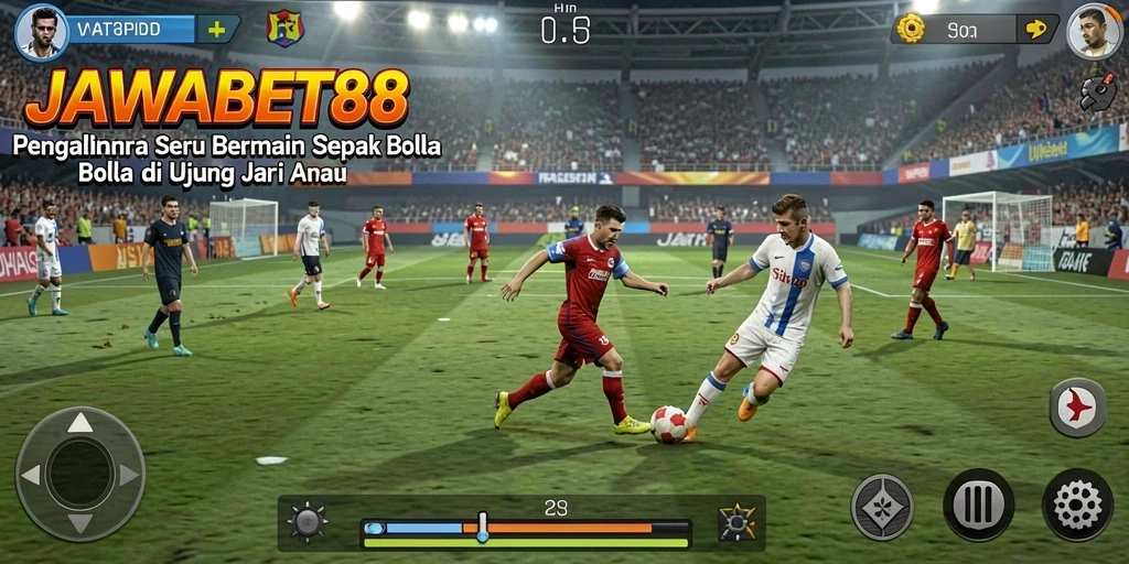 Tampilan gameplay JAWABET88 yang mendebarkan dengan aksi sepak bola.