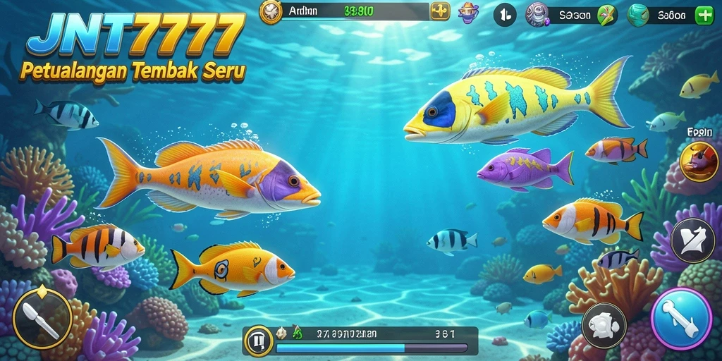 Tampilan menarik dari gameplay Tembak Ikan yang seru di JNT777.