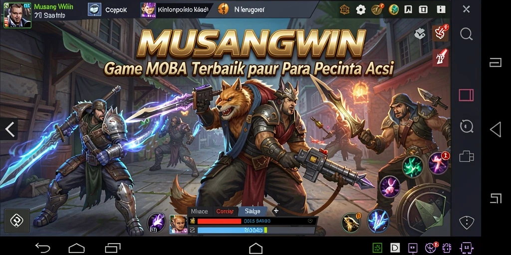 Tampilan permainan MOBA yang seru dan penuh aksi.