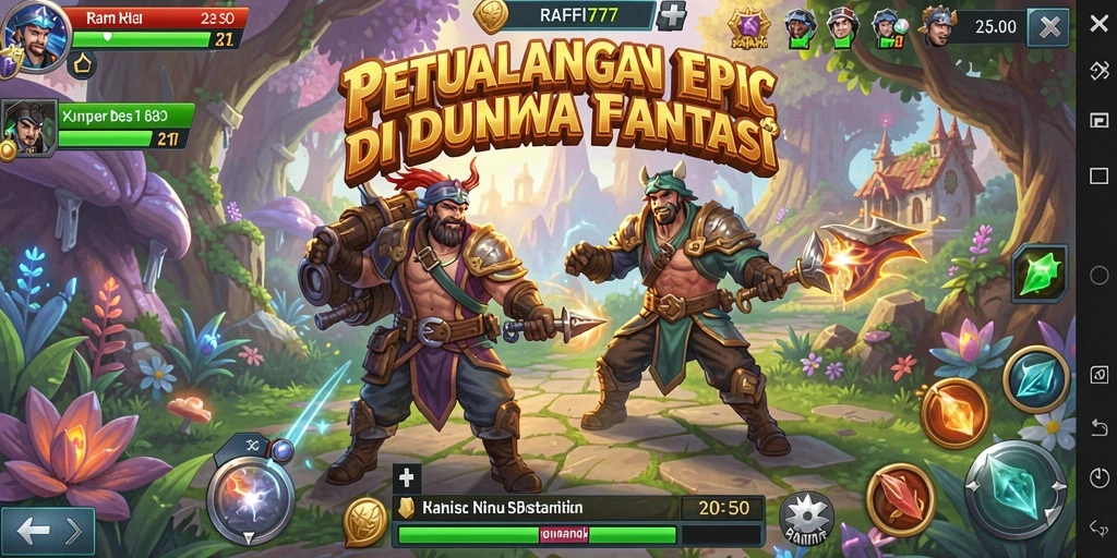 Screenshot gameplay RAFFI777 menampilkan aksi seru dan karakter fantastis.