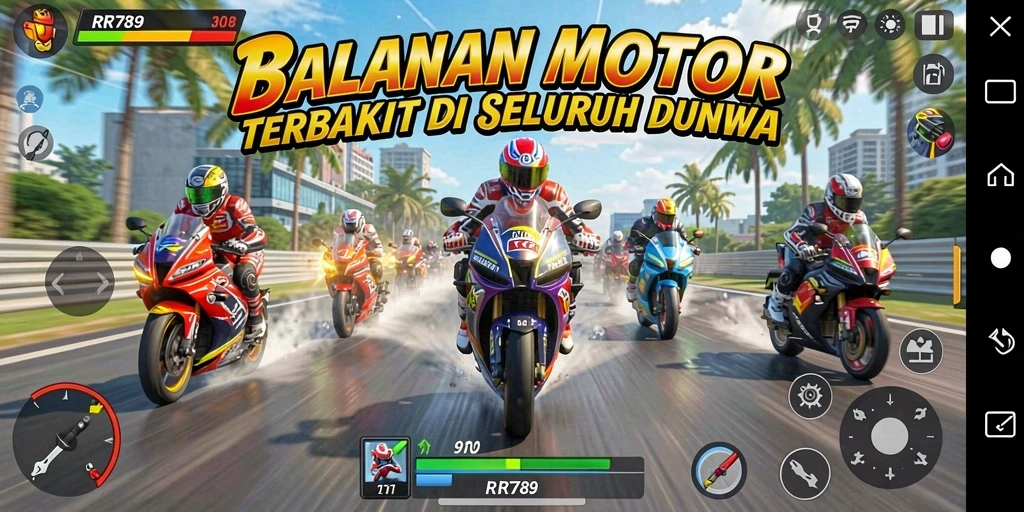 Gameplay mendebarkan dengan balapan motor yang intens.