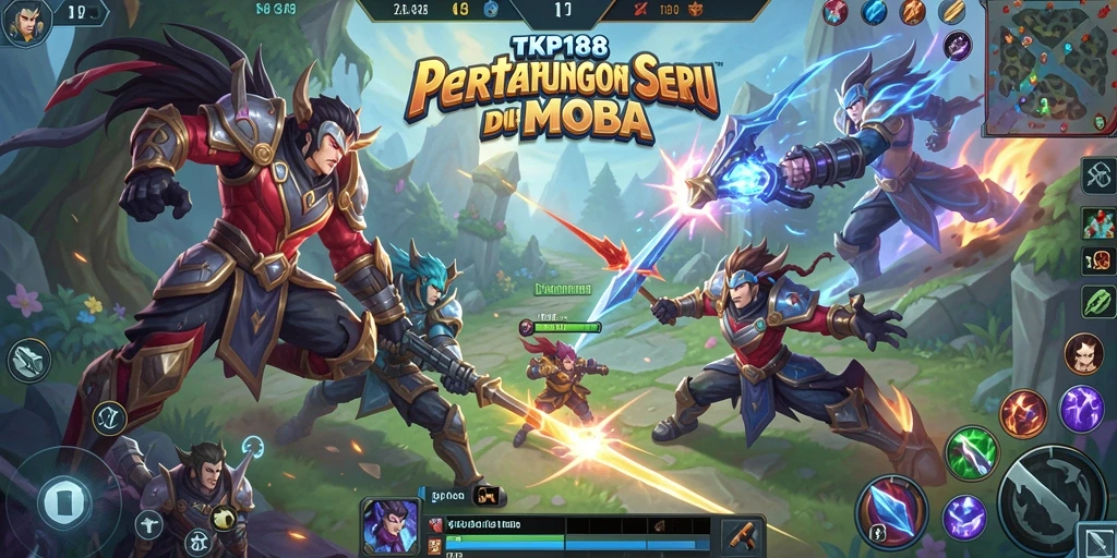 Screenshot gameplay TKP188 yang menegangkan dengan aksi MOBA seru.