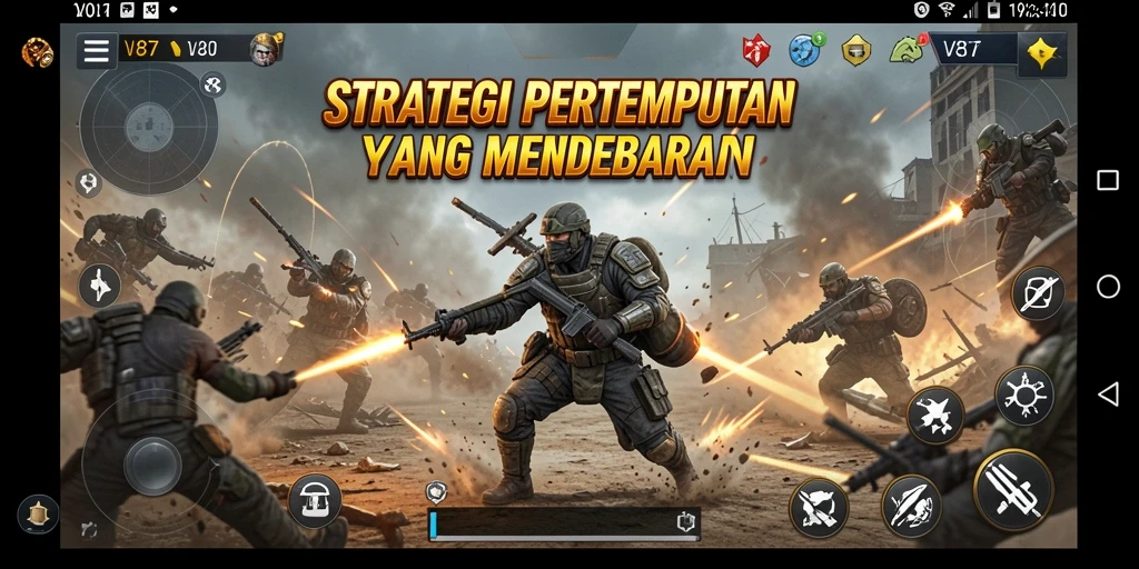 Tampilan gameplay V87 yang penuh aksi dan strategi.
