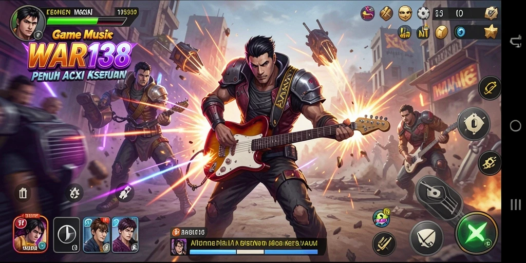 Screenshot dari gameplay seru di WAR138 dengan berbagai lagu.