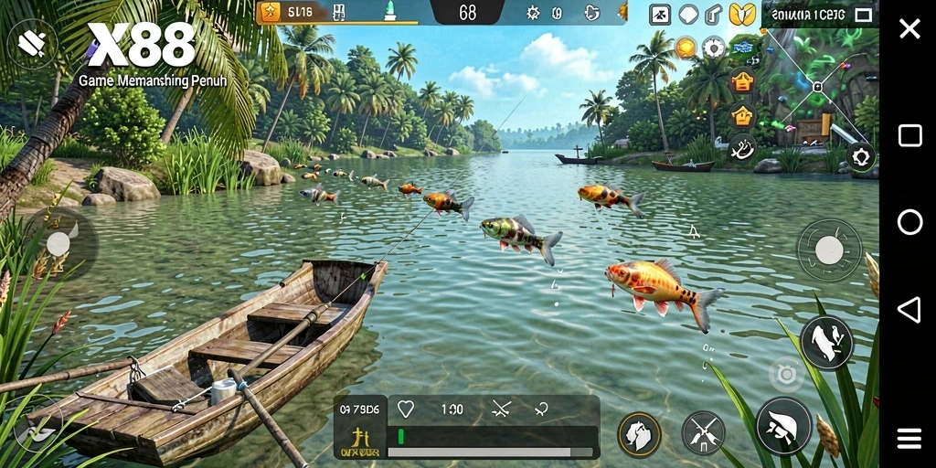 Tampilan gameplay memancing di X88 yang menakjubkan.
